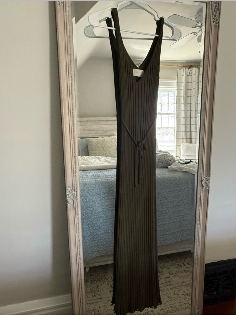 DISSH Ribbed V-Neck Maxi Dress in Olive